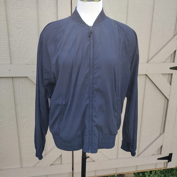 Athleta Amalfi UPF Bomber Jacket, Size Medium Navy Blue - Picture 1 of 9